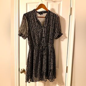 TRIXXI Black Mini Floral Dress with White and Pink Flowers, Size XL